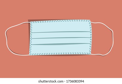 blue mask flat vector on red vintage background for protection virus