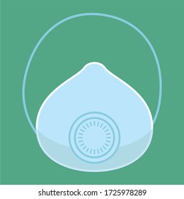 Blue mask vector design, Protector from air pollution, Used in hospitals, Protection from bacteria and viruses, Protect the face from pollution, Flat illustration design of a mask