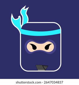  Blue Masked Ninja Fighter Mascot Design