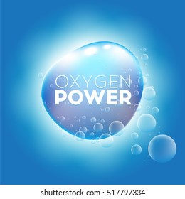 Blue material bubbling oxygen power household chemicals. Vector illustration