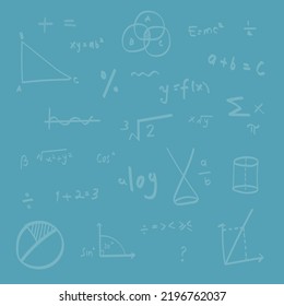 Blue math formulas background. Back to school concept.