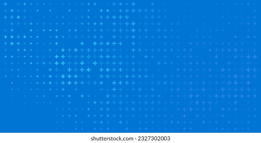 Blue Mathematical Plus Symbols Pattern. Math Design Elements Background. Medical Tech Background. Vector Illustration.