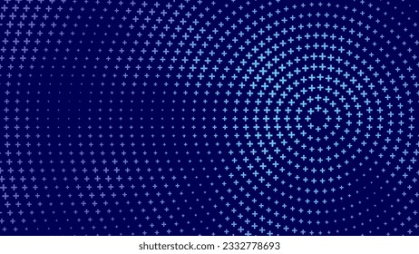 Blue Mathematical Plus Symbols Pattern. Math Design Elements Background. Medical Tech Background. Abstract Digital Circles of Plus Signs. Vector Illustration.