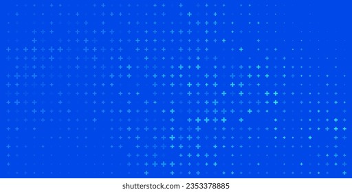 Blue Mathematical Plus Symbols Pattern. Math Design Elements Background. Medical Tech Background. Vector Illustration.