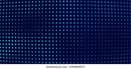 Blue Mathematical Plus Symbols Pattern. Math Design Elements Background. Medical Tech Background. Vector Illustration.