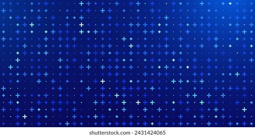 Blue Mathematical Plus Symbols Pattern. Math Design Elements Background. Medical Tech Background. Vector Illustration.