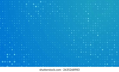 Blue Mathematical Plus Symbols Pattern. Math Design Elements Background. Medical Tech Background. Vector Illustration.