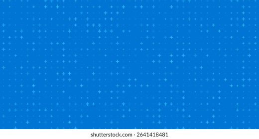 Blue Mathematical Plus Symbols Pattern. Math Design Elements Background. Medical Tech Background. Vector Illustration.