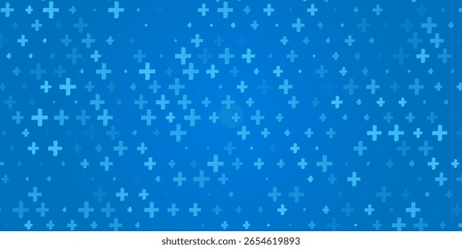 Blue Mathematical Plus Symbols Pattern. Math Design Elements Background. Medical Tech Background.
