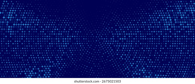 Blue Mathematical Plus Symbols Pattern. Math Design Elements Background. Medical Tech Background. Abstract Digital Circles of Plus Signs. Eps10