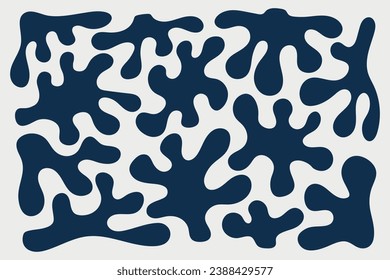 blue matisse patern, set of organic shapes in modern style, seamless pattern background, vector abstract botanical flower collection design, blobs  Matisse abstract nature leaf wallpaper