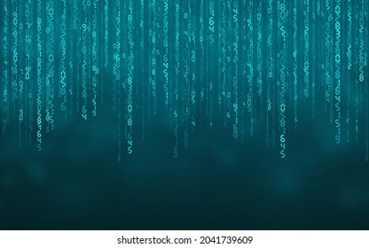 Blue matrix digital background. Falling numbers digital network technology. Futuristic cyberspace. Vector illustration.