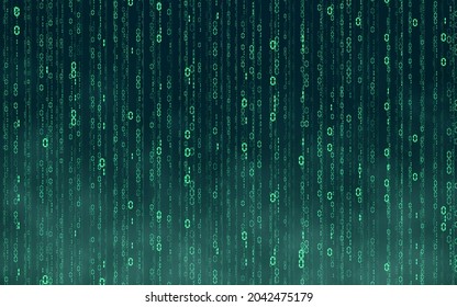 Blue matrix digital background. Falling numbers digital network technology. Futuristic cyberspace. Vector illustration.