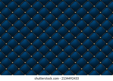 Blue matte leather texture pattern. Vip background upholstery rich and luxury sofa. Vector abstract antique illustration. Close-up.