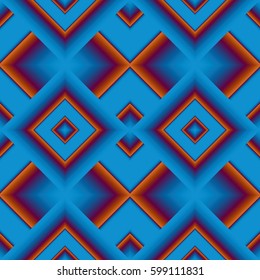 Blue matte seamless pattern of diamonds shining red