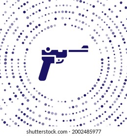 Symbol der blauen Mauser, einzeln auf weißem Hintergrund. Mauser C96 ist eine halbautomatische Pistole. Abstrakte Kreis Zufallspunkte. Vektorgrafik