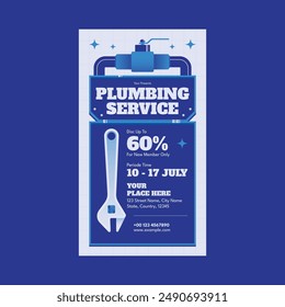 Blue Maximalism Plumbing Service Social Media Story