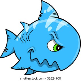 Ilustración del vector de tiburón azul medio