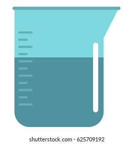 Blue measuring cup with water icon flat isolated on white background vector illustration