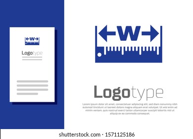Blue The measuring height and length icon isolated on white background. Ruler, straightedge, scale symbol. Logo design template element. Vector Illustration