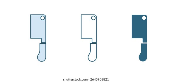 Icono de picador de carne azul aislado sobre fondo blanco. Cuchillo de carnicero. Cuchillo de cocina para carne. Cuchillo de carnicero.  Vector