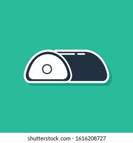 Blue Meat icon isolated on green background.  Vector Illustration