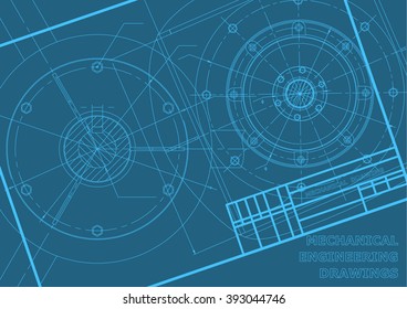 Blue Mechanical engineering drawings. Background for inscription. Vector. Frame
