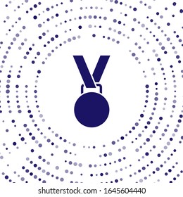 Blue Medal icon isolated on white background. Winner symbol. Abstract circle random dots. Vector Illustration