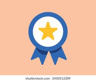 An blue medal with a orange background achievement award badge premium quality