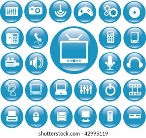 blue media buttons. vector