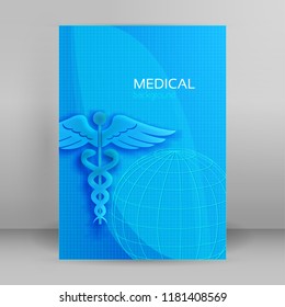 Blue medical background abstract - concept health care or medicine technology. Vector Illustration EPS 10, Graphic Design elements vertical banner, flyer dental service, presentation brochure