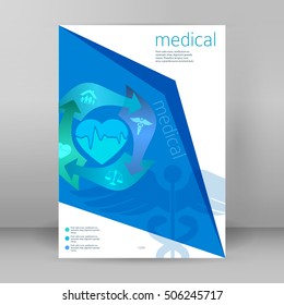 Blue medical background abstract - concept health care or medicine technology. Vector Illustration EPS 10, Graphic Design elements vertical banner, flyer dental service, presentation template brochure