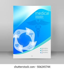 Blue medical background abstract - concept health care or medicine technology. Vector Illustration EPS 10, Graphic Design elements vertical banner, flyer dental service, presentation template brochure