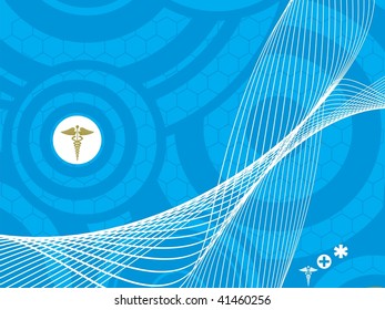  blue medical background, wave and circle illustration