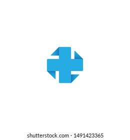 Blue medical cross logo icon vector.
