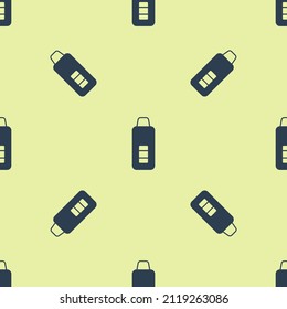 Blue Medical digital thermometer for medical examination icon isolated seamless pattern on yellow background.  Vector