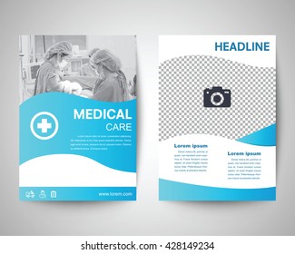 Blue Medical Flyer Template, Brochure Background, Leaflet With Cover, Vector Design In A4 Size For Business