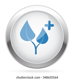 Blue Medical Herbs icon on white glossy chrome app button