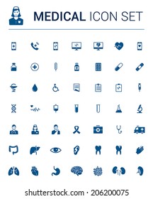 Blue medical icon set