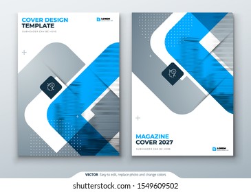 Blue Medical Magazine Cover Design. A4 Cover Template for Brochure, Report, Catalog, Magazine. Modern Health Care or Science Magazine concept