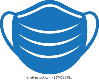 a blue medical mask icon on a white background