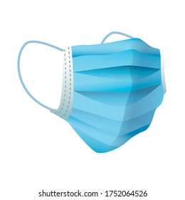 blue medical mask protection accessory for covid19 prevention method vector illustration design