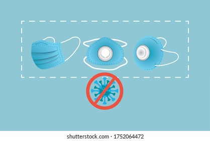 blue medical masks protection accessories line style icon for covid19 prevention method vector illustration design
