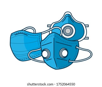 blue medical masks protection accessories line style icon for covid19 prevention method vector illustration design