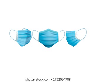 blue medical masks protection accessories line style icon for covid19 prevention method vector illustration design