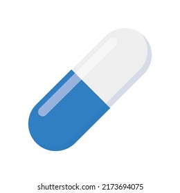 Blue Medical Pill Icon vector illustration Isolated on white Background. Design template of Pills, Capsules for graphics, Mockup. Medical, Healthcare and pharmaceuticals Concept. 