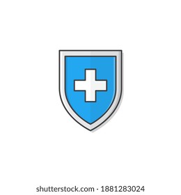 Blue Medical Shield Protection Vector Icon Illustration. Immune System Concept Flat Icon