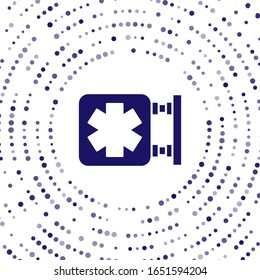 Blue Medical symbol of the Emergency - Star of Life icon isolated on white background. Abstract circle random dots. Vector Illustration