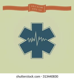 Blue Medical symbol of the Emergency - Star of Life - icon isolated