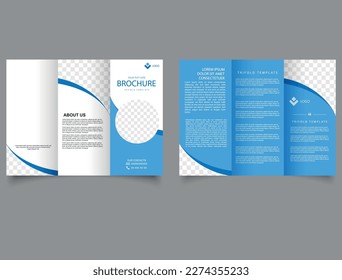 Blue medical trifold brochure. Medical clinic flyer template.